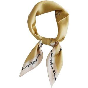Silk Satin Flower Yellow Head Scarf Medium Square Hair Scarf for Women 28 Inches
